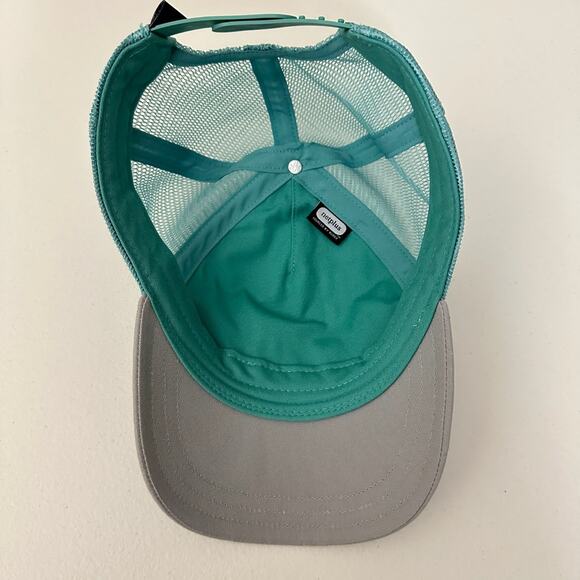 PATAGONIA Spellout Patch Mesh Lo-Pro Trucker Hat Unisex Gray Teal Snapback - Picture 7 of 10